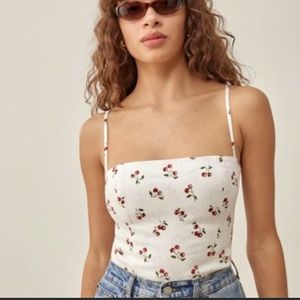 Reformation square neck cherry top